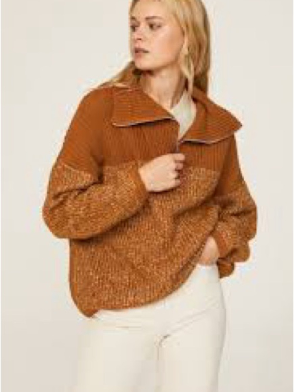 Varley Willard two-tone half-zip knit pullover sweater textured lower  X Small